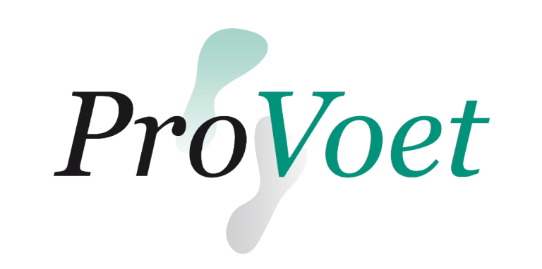 Logo van ProVoet, brancheorganisatie voor de pedicure, met voetafdruk en tekst.